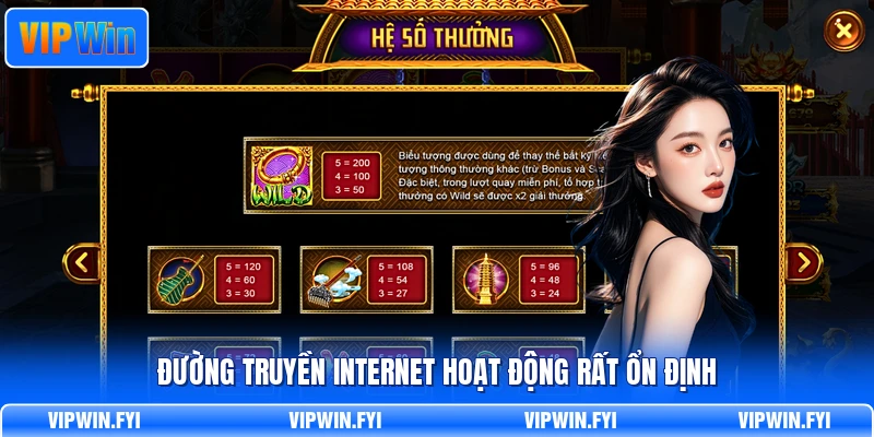 Đường truyền internet hoạt động rất ổn định