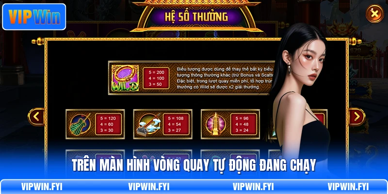 Trên màn hình vòng quay tự động đang chạy